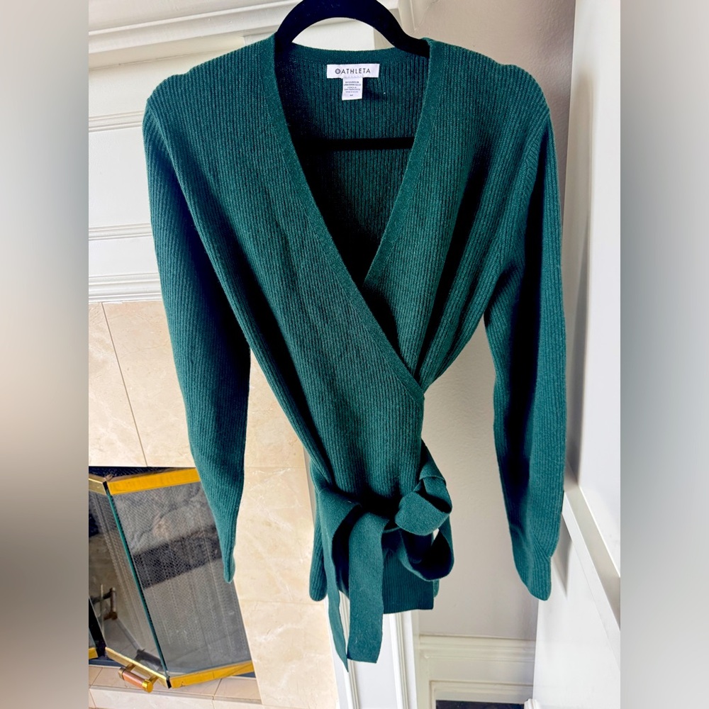 Athleta Alpine Wrap Sweater Size M Medium Seaweed Snack #793361